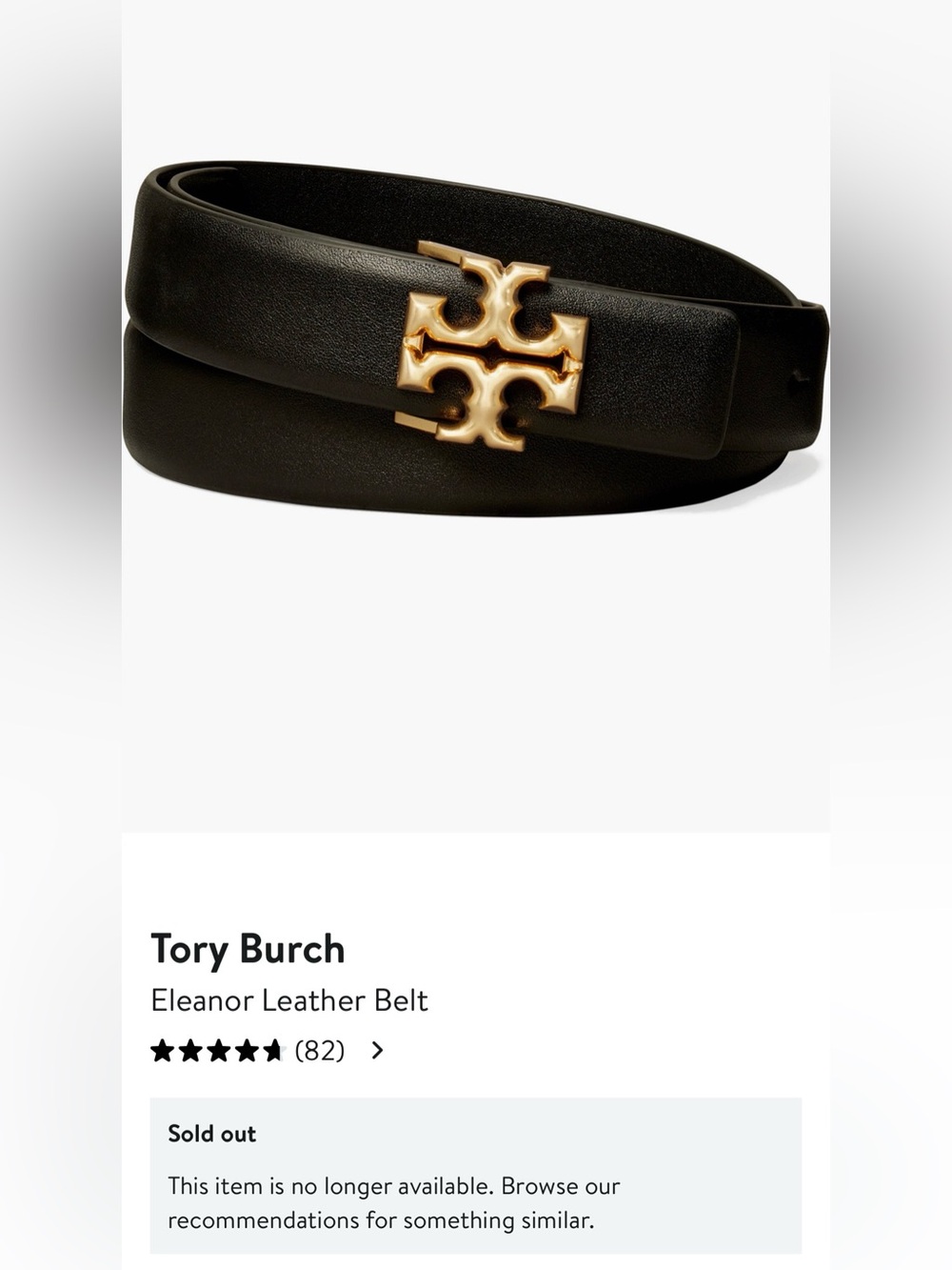 Tory Burch Eleanor Black Leather Belt - Picture 5 of 5
